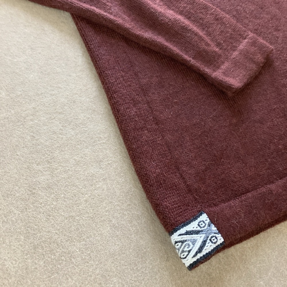PAKA Original Crew Sweater Men's Sz S New Burgundy Alpaca Blend Handmade - Picture 6 of 11
